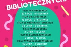 WAKACJE W FILIACH BIBLIOTECZNYCH